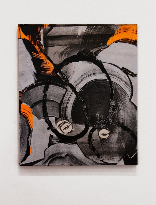 Andrea Medjesi-Jones, Shut your mouth (Gudrun), 2013, Acrylic, aluminium powder and pigment on linen, 60cm x 50 cm